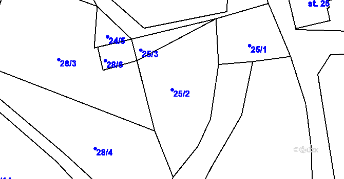 Parcela st. 25/2 v KÚ Jaroškov, Katastrální mapa