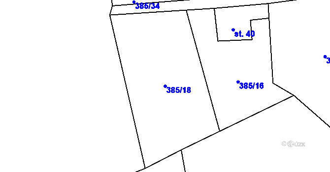 Parcela st. 385/18 v KÚ Jaroškov, Katastrální mapa