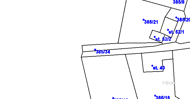 Parcela st. 385/34 v KÚ Jaroškov, Katastrální mapa