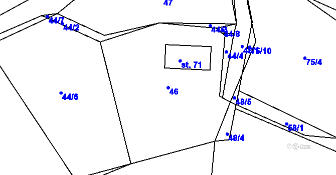 Parcela st. 46 v KÚ Jaroškov, Katastrální mapa