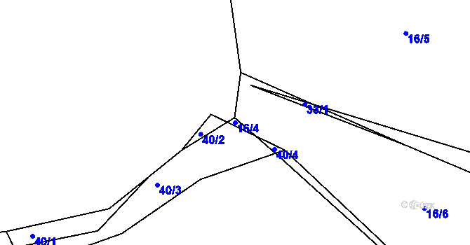 Parcela st. 16/4 v KÚ Jaroškov, Katastrální mapa