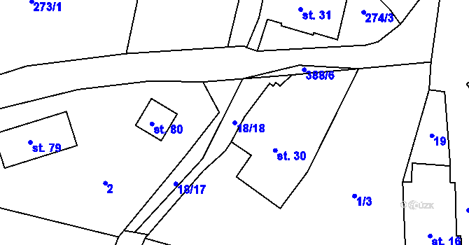 Parcela st. 18/18 v KÚ Jaroškov, Katastrální mapa