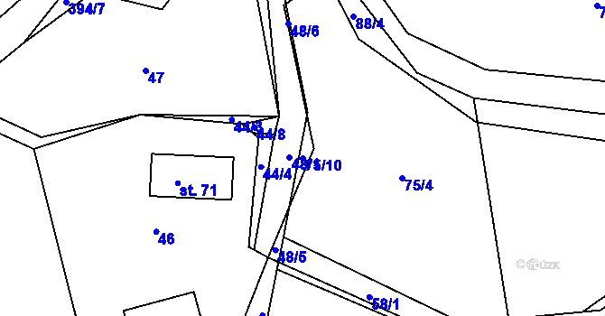 Parcela st. 75/10 v KÚ Jaroškov, Katastrální mapa