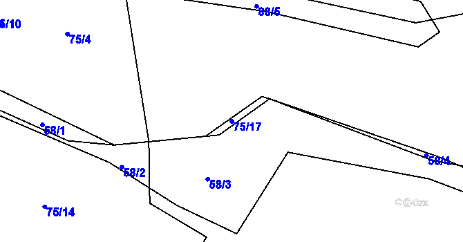 Parcela st. 75/17 v KÚ Jaroškov, Katastrální mapa