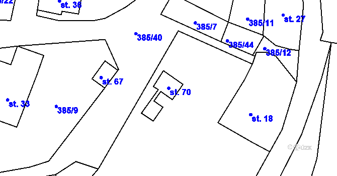Parcela st. 70 v KÚ Jaroškov, Katastrální mapa