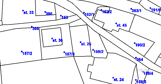 Parcela st. 25 v KÚ Zdíkovec, Katastrální mapa