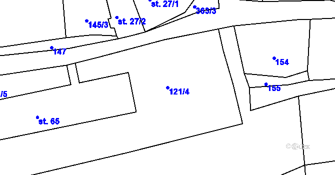 Parcela st. 121/4 v KÚ Zdíkovec, Katastrální mapa