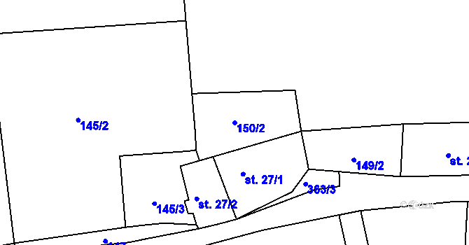 Parcela st. 150/2 v KÚ Zdíkovec, Katastrální mapa