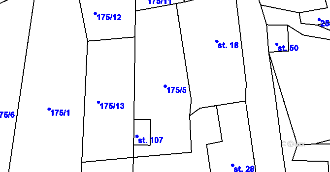 Parcela st. 175/5 v KÚ Zdíkovec, Katastrální mapa
