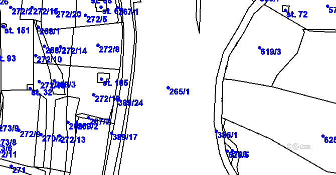 Parcela st. 265/1 v KÚ Zdíkovec, Katastrální mapa