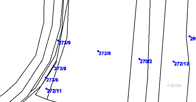 Parcela st. 272/9 v KÚ Zdíkovec, Katastrální mapa