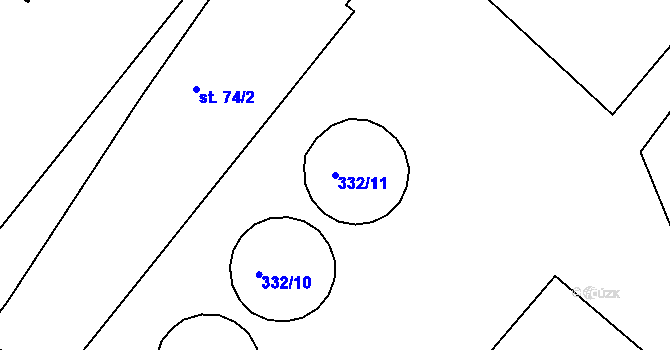 Parcela st. 332/11 v KÚ Zdíkovec, Katastrální mapa