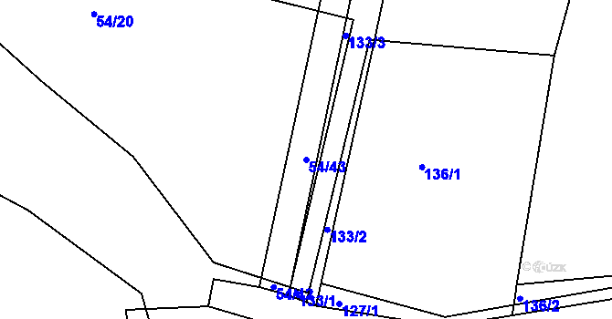 Parcela st. 54/43 v KÚ Zdíkovec, Katastrální mapa