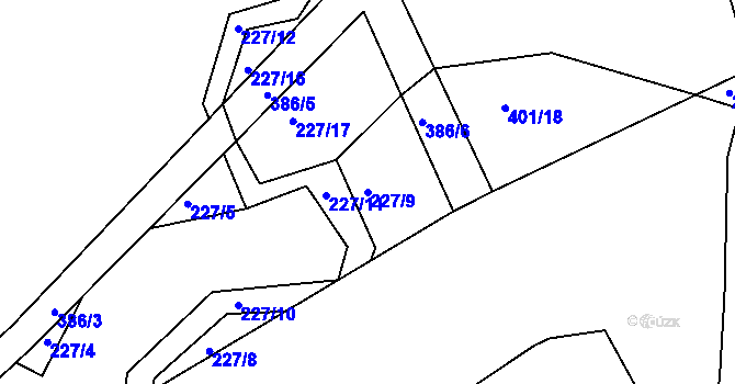 Parcela st. 227/9 v KÚ Zdíkovec, Katastrální mapa