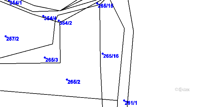 Parcela st. 265/16 v KÚ Zdíkovec, Katastrální mapa