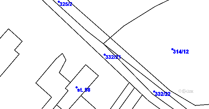 Parcela st. 332/21 v KÚ Zdíkovec, Katastrální mapa