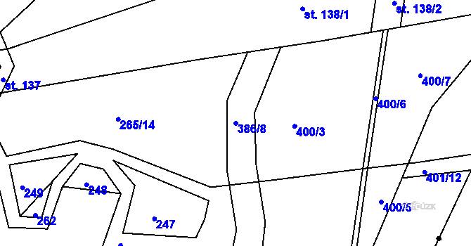 Parcela st. 386/8 v KÚ Zdíkovec, Katastrální mapa