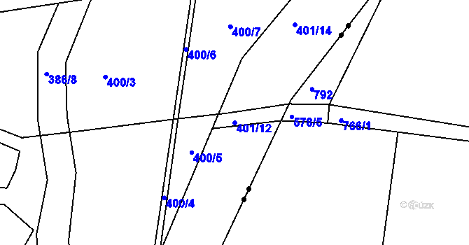 Parcela st. 401/12 v KÚ Zdíkovec, Katastrální mapa