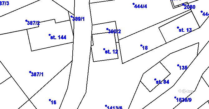 Parcela st. 12 v KÚ Zdislava, Katastrální mapa
