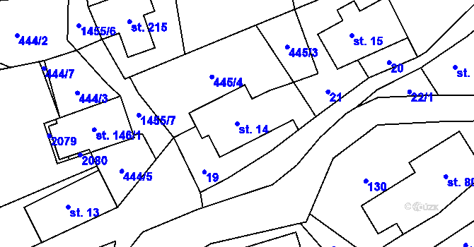 Parcela st. 14 v KÚ Zdislava, Katastrální mapa