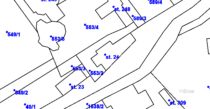 Parcela st. 24 v KÚ Zdislava, Katastrální mapa