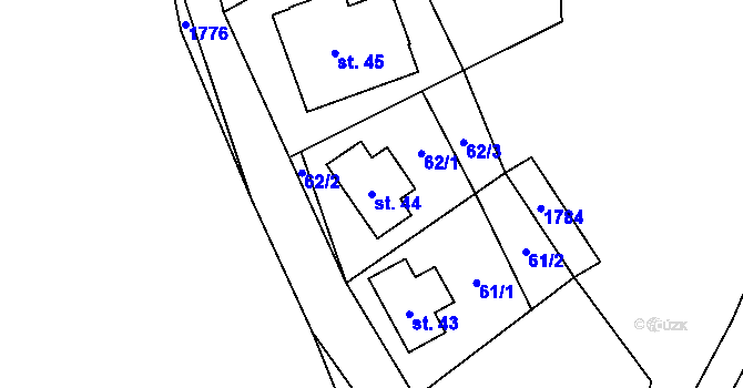 Parcela st. 44 v KÚ Zdislava, Katastrální mapa