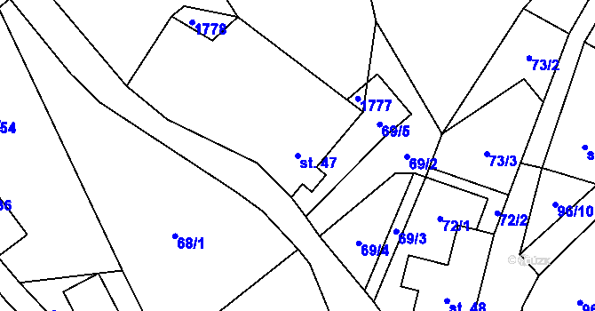 Parcela st. 47 v KÚ Zdislava, Katastrální mapa
