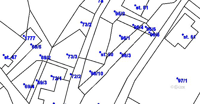 Parcela st. 50 v KÚ Zdislava, Katastrální mapa