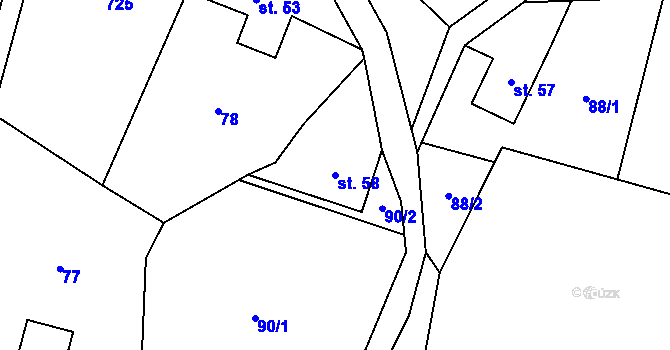 Parcela st. 58 v KÚ Zdislava, Katastrální mapa