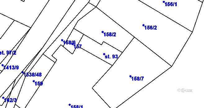 Parcela st. 93 v KÚ Zdislava, Katastrální mapa