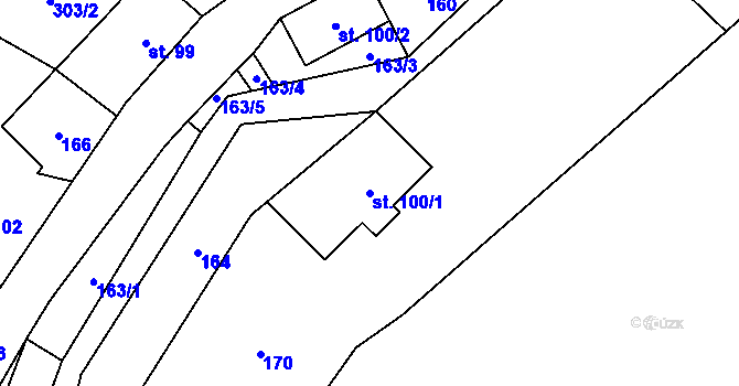 Parcela st. 100/1 v KÚ Zdislava, Katastrální mapa