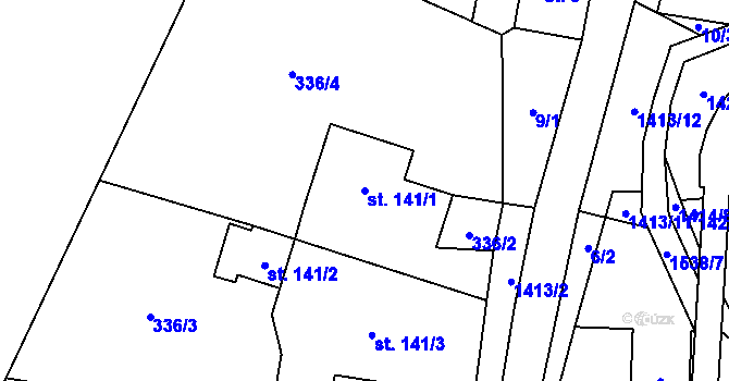 Parcela st. 141/1 v KÚ Zdislava, Katastrální mapa