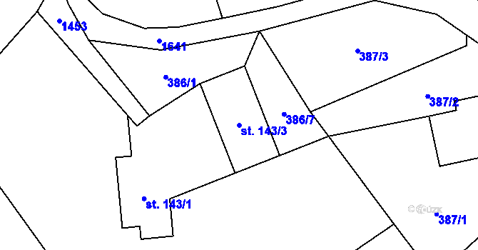 Parcela st. 143/3 v KÚ Zdislava, Katastrální mapa