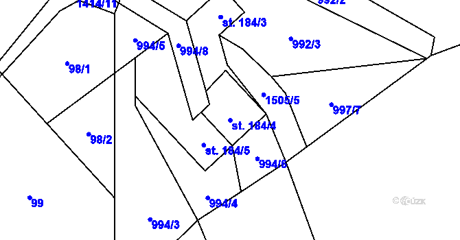 Parcela st. 184/4 v KÚ Zdislava, Katastrální mapa