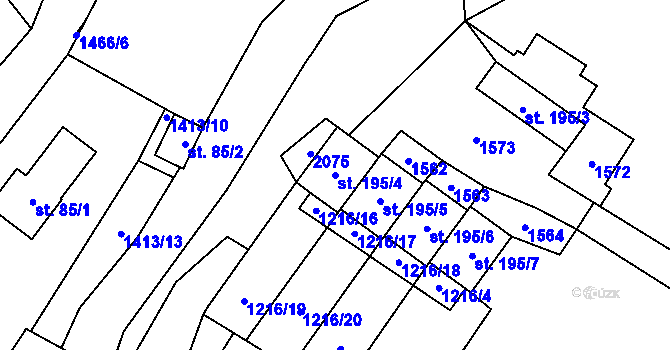 Parcela st. 195/4 v KÚ Zdislava, Katastrální mapa