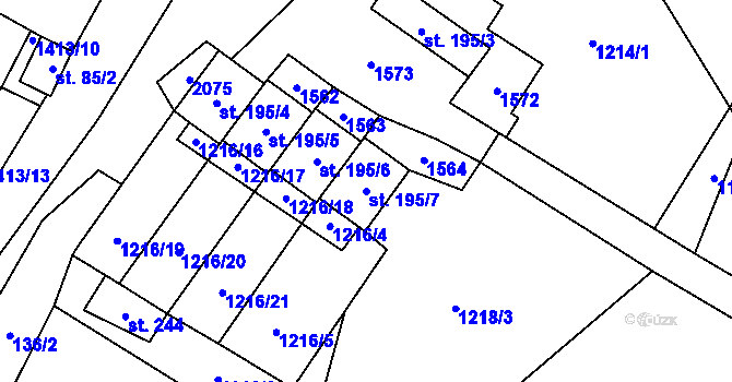 Parcela st. 195/7 v KÚ Zdislava, Katastrální mapa