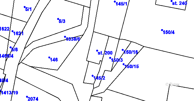 Parcela st. 200 v KÚ Zdislava, Katastrální mapa