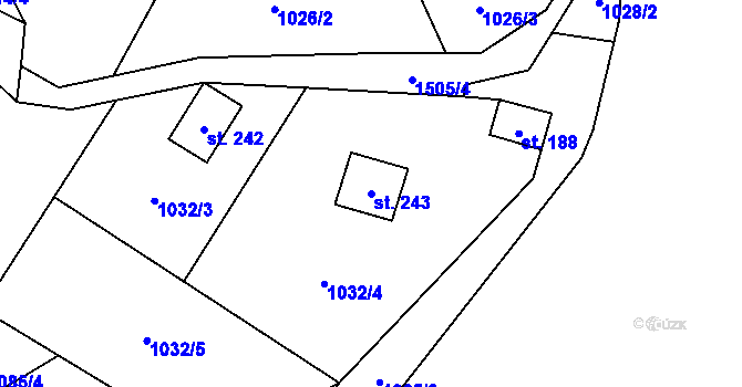 Parcela st. 243 v KÚ Zdislava, Katastrální mapa