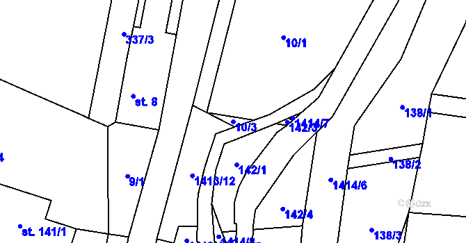 Parcela st. 10/3 v KÚ Zdislava, Katastrální mapa