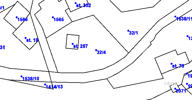 Parcela st. 32/4 v KÚ Zdislava, Katastrální mapa