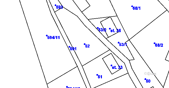 Parcela st. 52 v KÚ Zdislava, Katastrální mapa