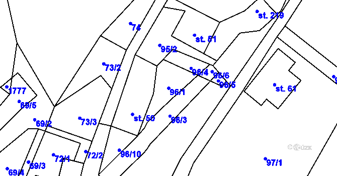 Parcela st. 96/1 v KÚ Zdislava, Katastrální mapa