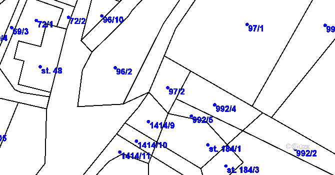 Parcela st. 97/2 v KÚ Zdislava, Katastrální mapa