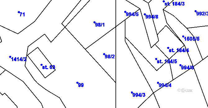 Parcela st. 98/2 v KÚ Zdislava, Katastrální mapa