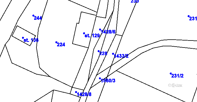 Parcela st. 228 v KÚ Zdislava, Katastrální mapa
