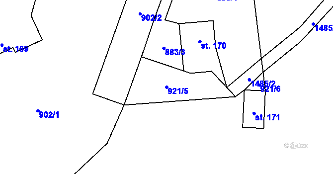 Parcela st. 921/5 v KÚ Zdislava, Katastrální mapa