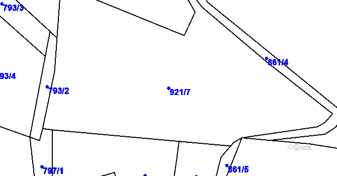 Parcela st. 921/7 v KÚ Zdislava, Katastrální mapa