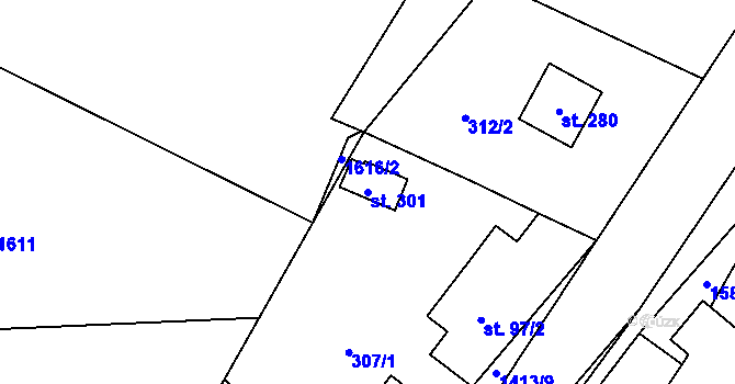 Parcela st. 301 v KÚ Zdislava, Katastrální mapa