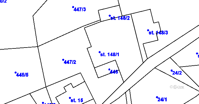 Parcela st. 148/1 v KÚ Zdislava, Katastrální mapa