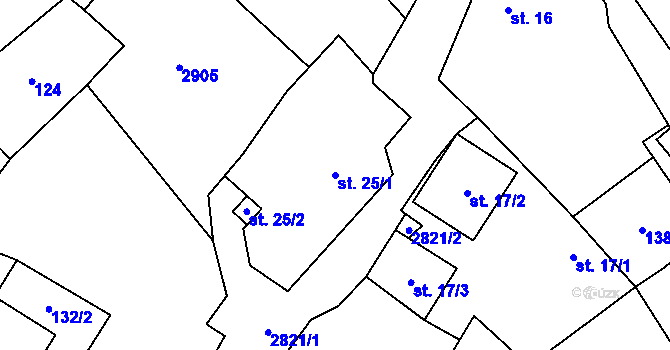 Parcela st. 25/1 v KÚ Zdislavice u Vlašimi, Katastrální mapa
